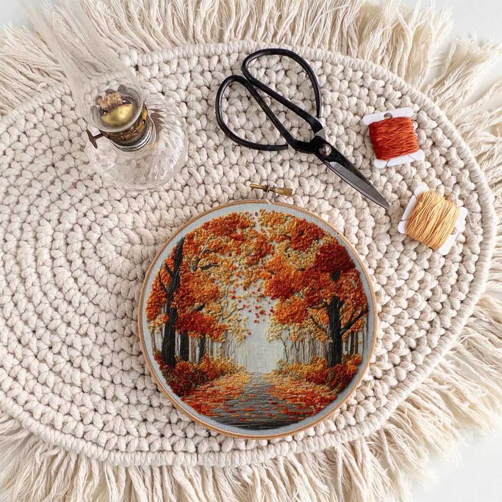 Rubbyoo Embroidery Kit - Fall Streets | Diy Hoop Art | Unique Landscape Needlecraft - image 7