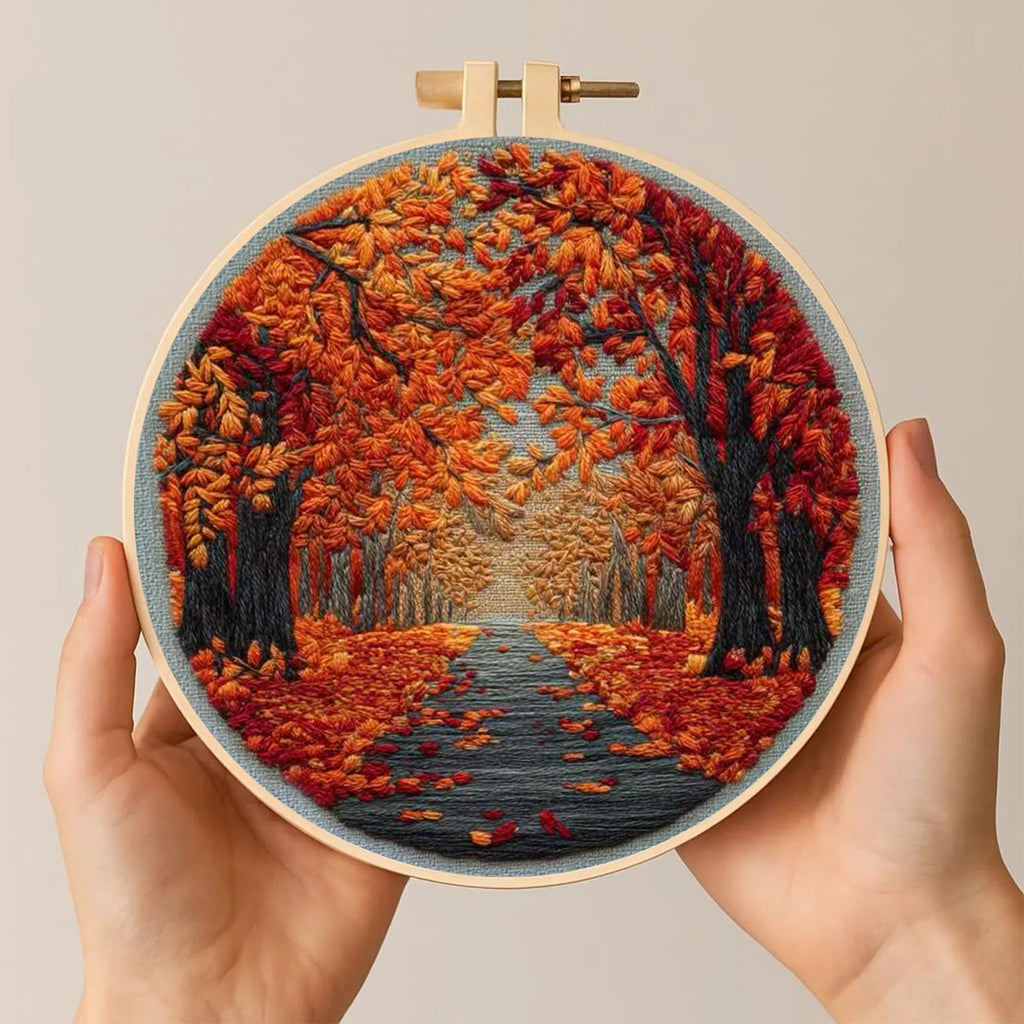 Rubbyoo Embroidery Kit - Autumn View | Nature Needle Art | Handmade Desk Decor - image 2