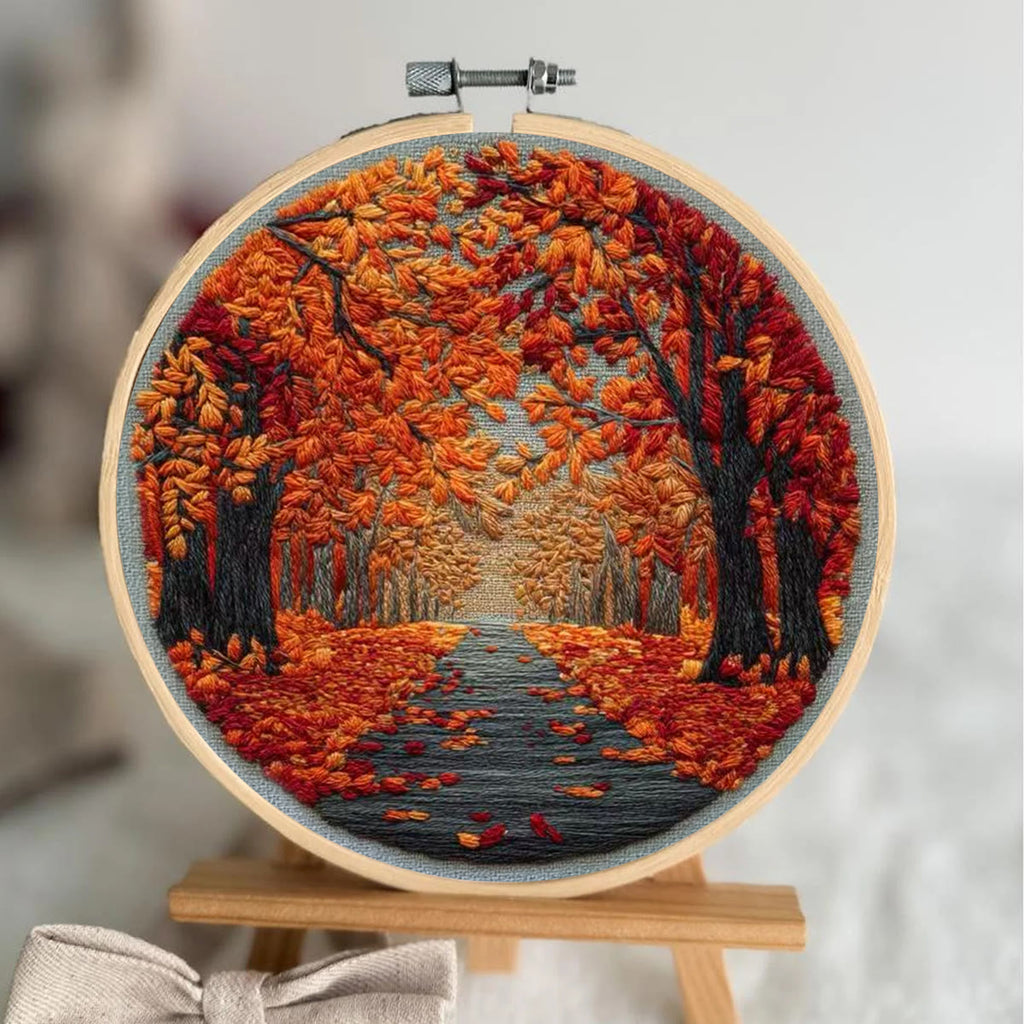 Rubbyoo Embroidery Kit - Autumn View | Nature Needle Art | Handmade Desk Decor - image 1