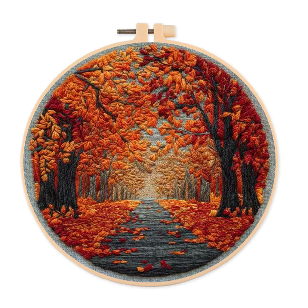 Rubbyoo Embroidery Kit - Autumn View | Nature Needle Art | Handmade Desk Decor - 20*20cm - image 0
