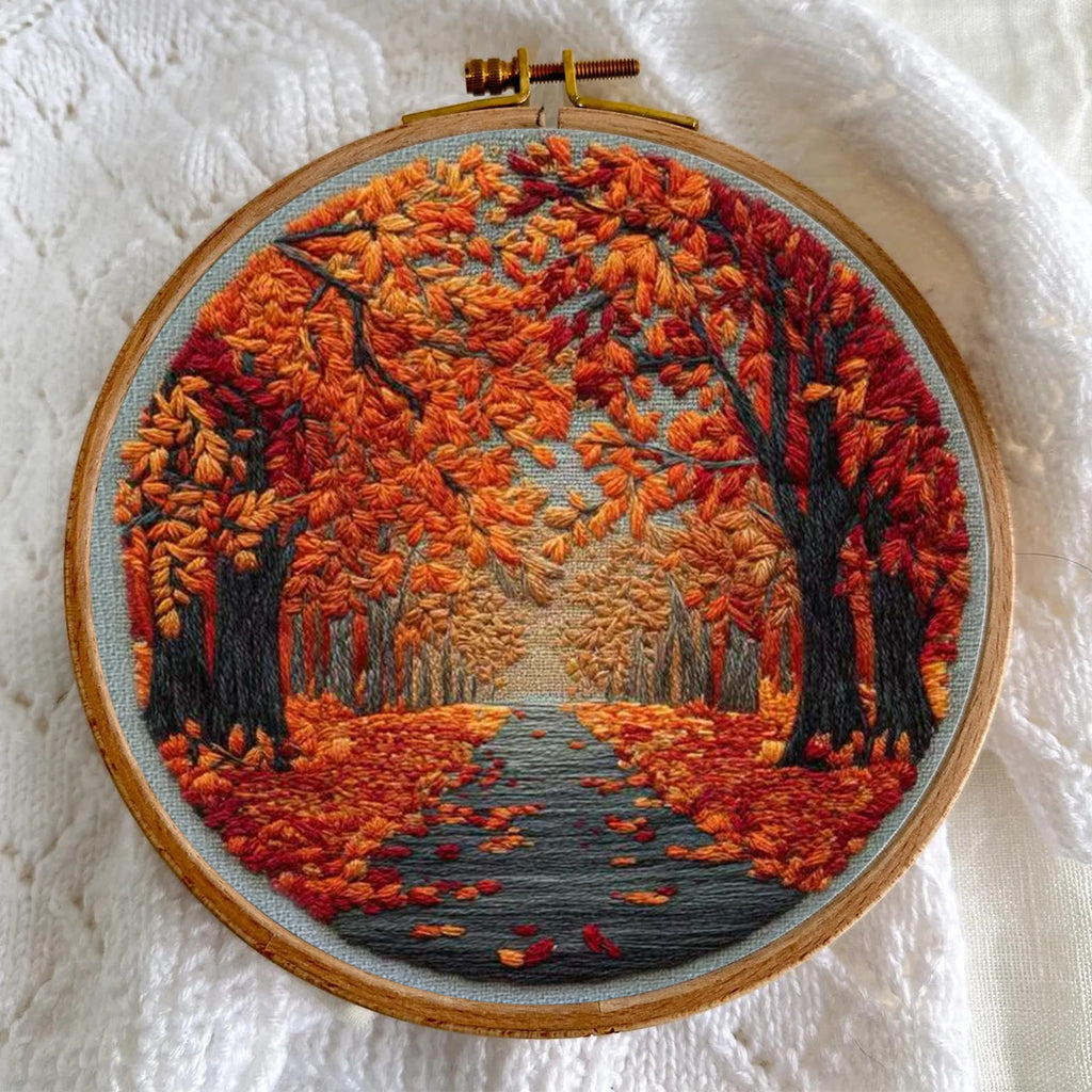 Rubbyoo Embroidery Kit - Autumn View | Nature Needle Art | Handmade Desk Decor - image 3