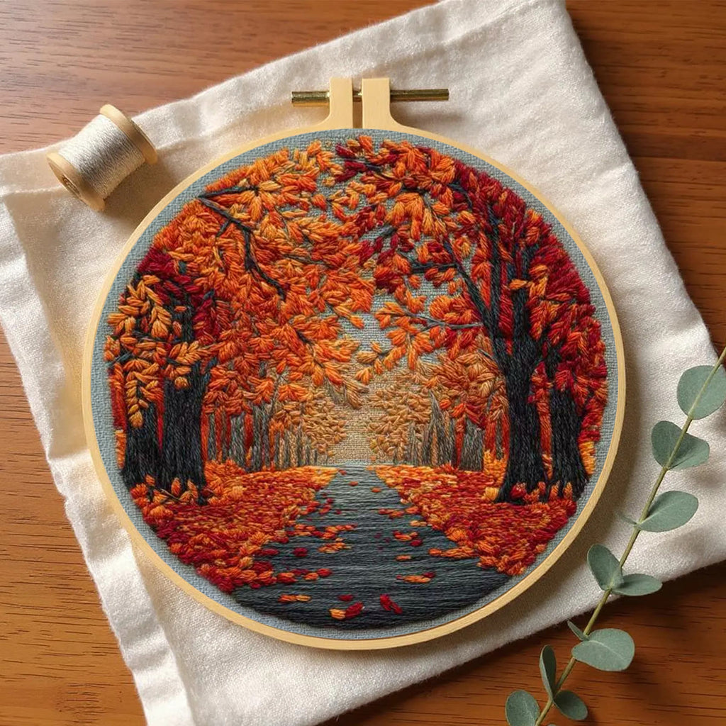 Rubbyoo Embroidery Kit - Autumn View | Nature Needle Art | Handmade Desk Decor - image 4