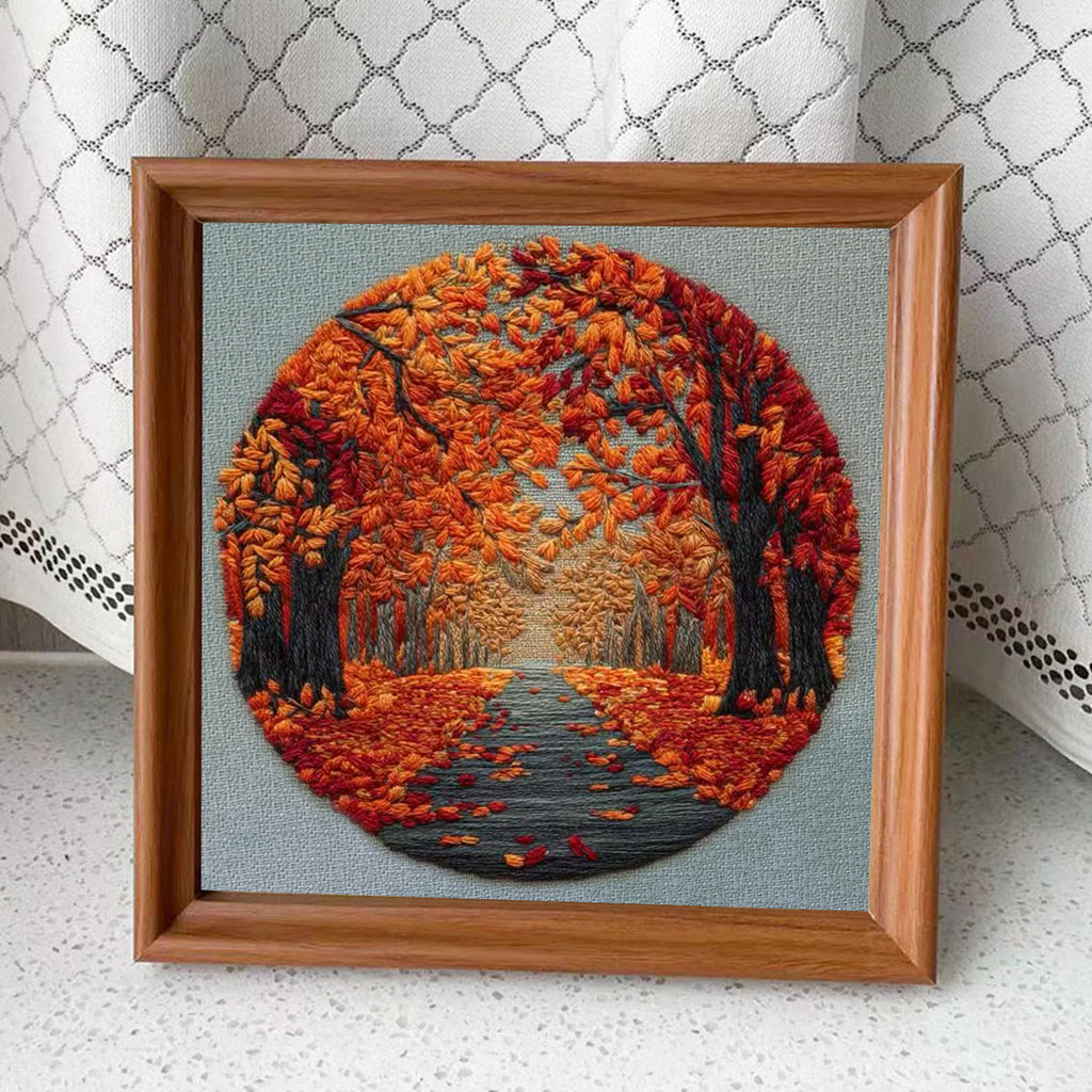 Rubbyoo Embroidery Kit - Autumn View | Nature Needle Art | Handmade Desk Decor - Embroidery Kit Plus An Extra Frame - image 9