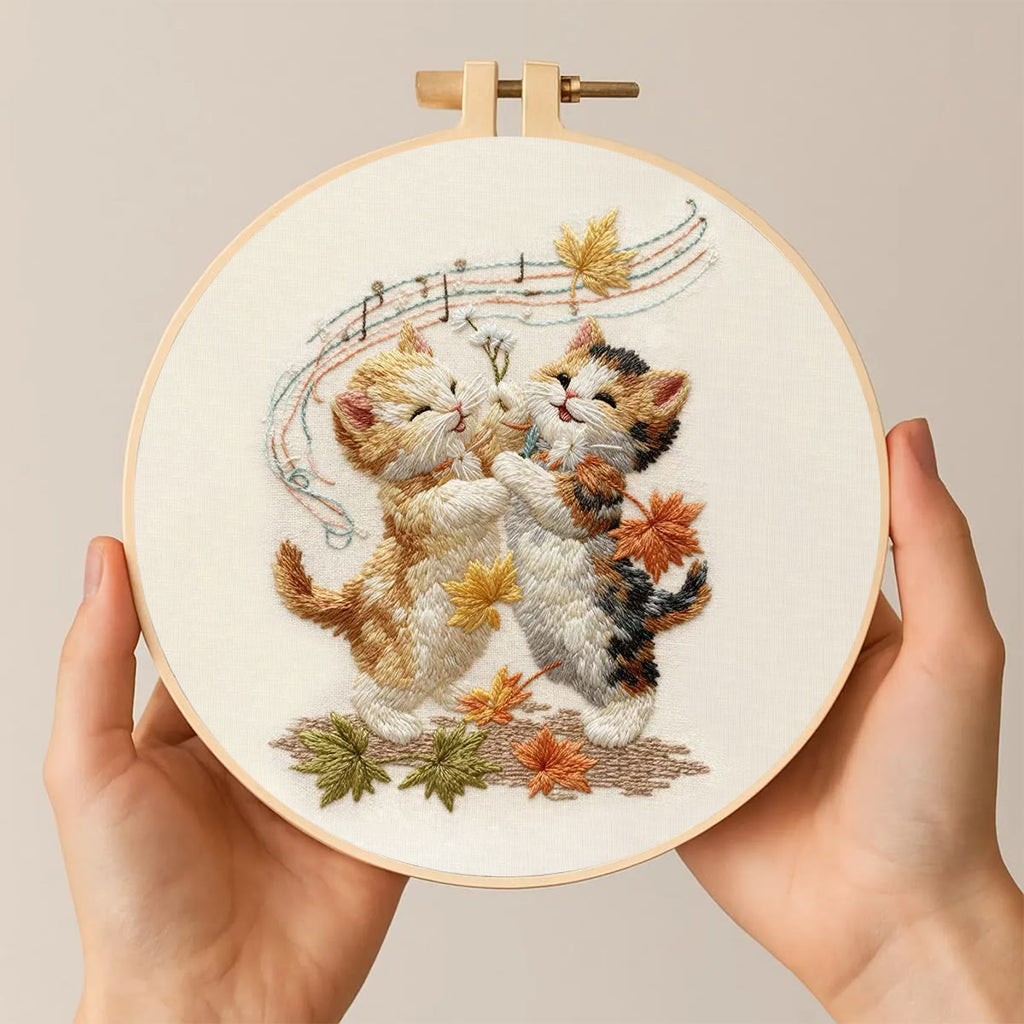 Rubbyoo Embroidery Kit - Adorable Cats | Handmade Animal Craft | Diy Hoop Art - image 1