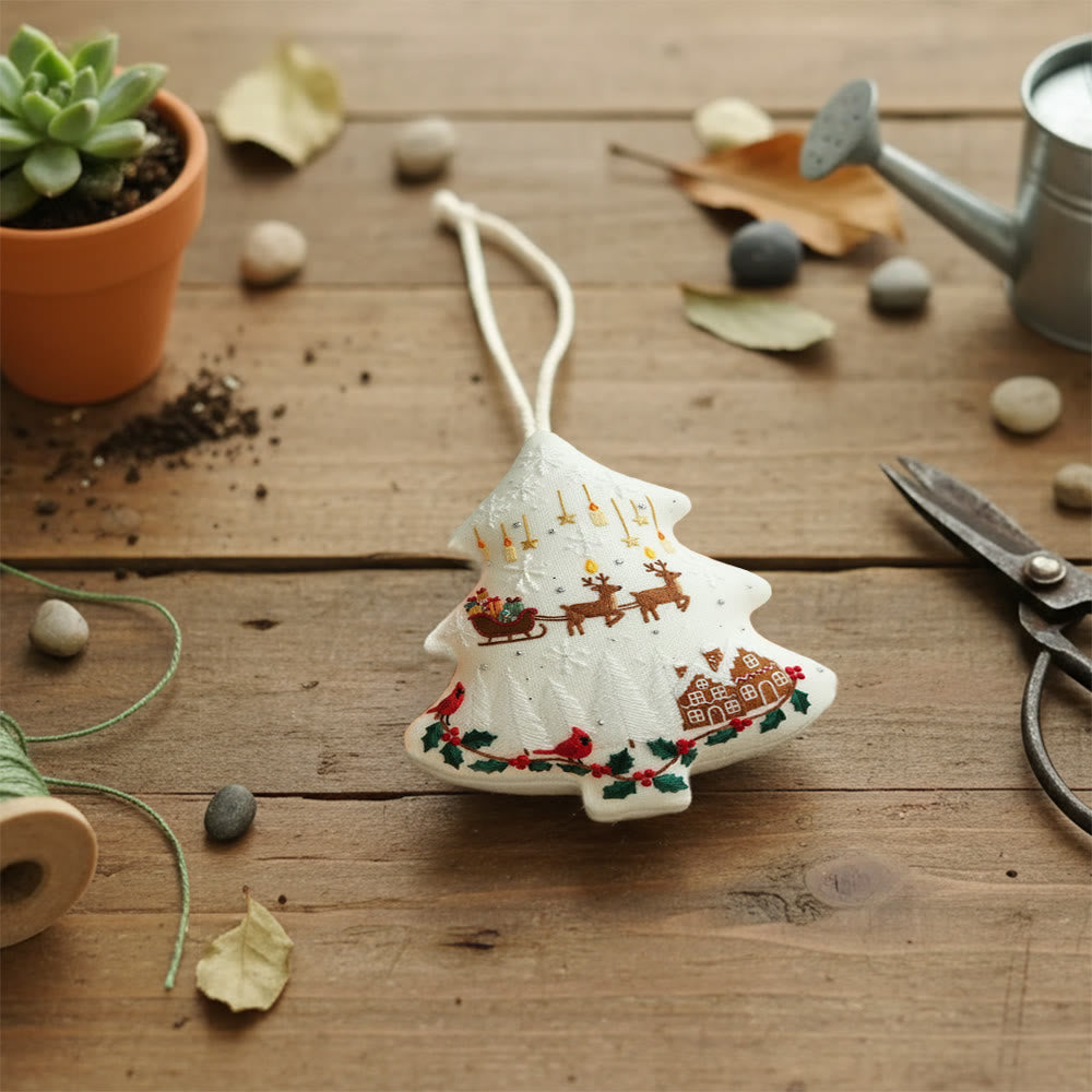 Rubbyoo Tree-shaped Embroidery Kit - Reindeer Sleigh | Winter Handmade Craft | Festive Home Accent - image 8