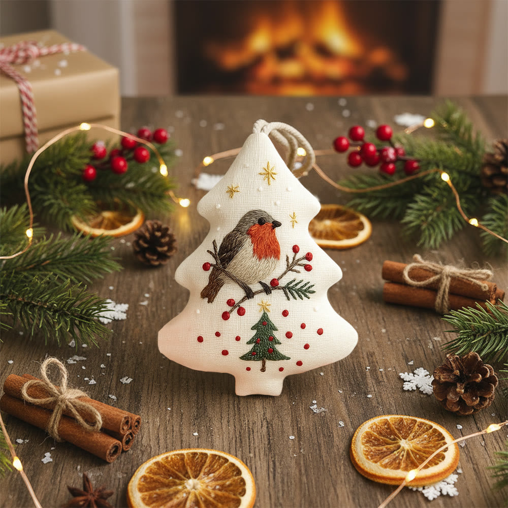 Rubbyoo Tree-shaped Embroidery Kit - Robin Bird | Winter Craft Project | Festive Christmas Ornament - image 6