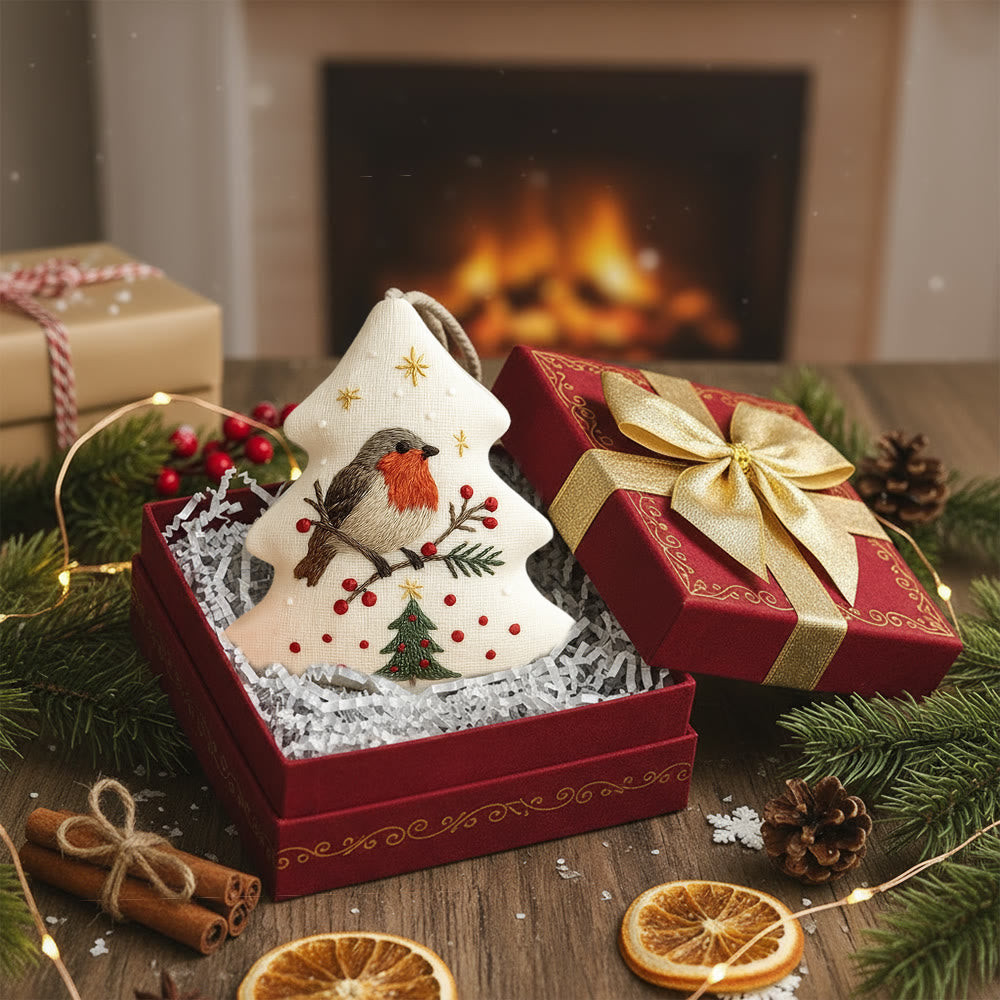 Rubbyoo Tree-shaped Embroidery Kit - Robin Bird | Winter Craft Project | Festive Christmas Ornament - image 5