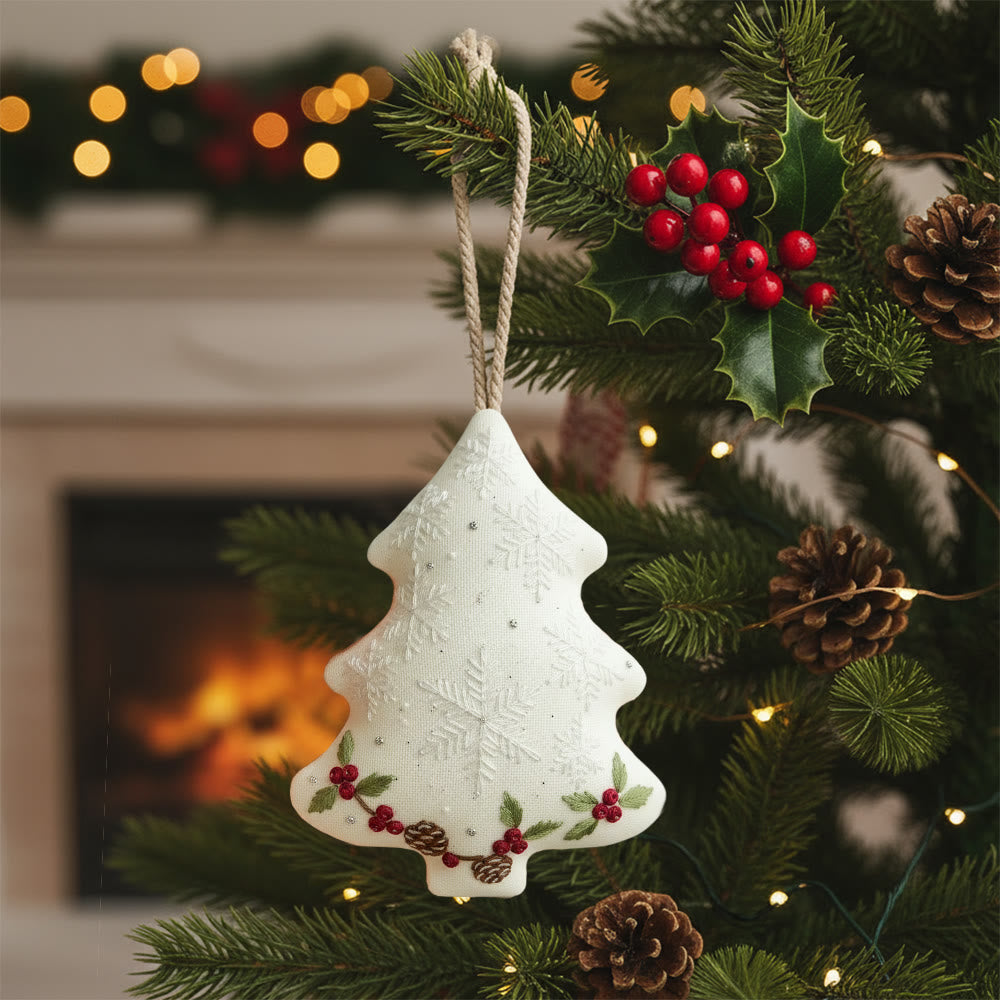 Rubbyoo Tree-shaped Embroidery Kit - Snowflake Design | Elegant Christmas Diy Project | Beautiful Holiday Accent - 6 inches hoop kit - image 0