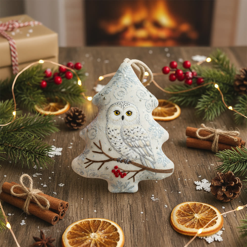 Rubbyoo Tree-shaped Embroidery Kit - Snowy Owl | Realistic Embroidery Christmas Ornament | Custom Handmade Gift - image 6