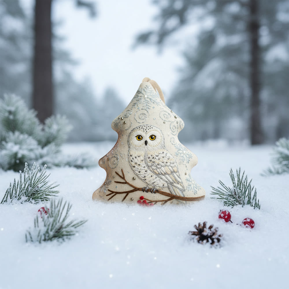 Rubbyoo Tree-shaped Embroidery Kit - Snowy Owl | Realistic Embroidery Christmas Ornament | Custom Handmade Gift - image 2