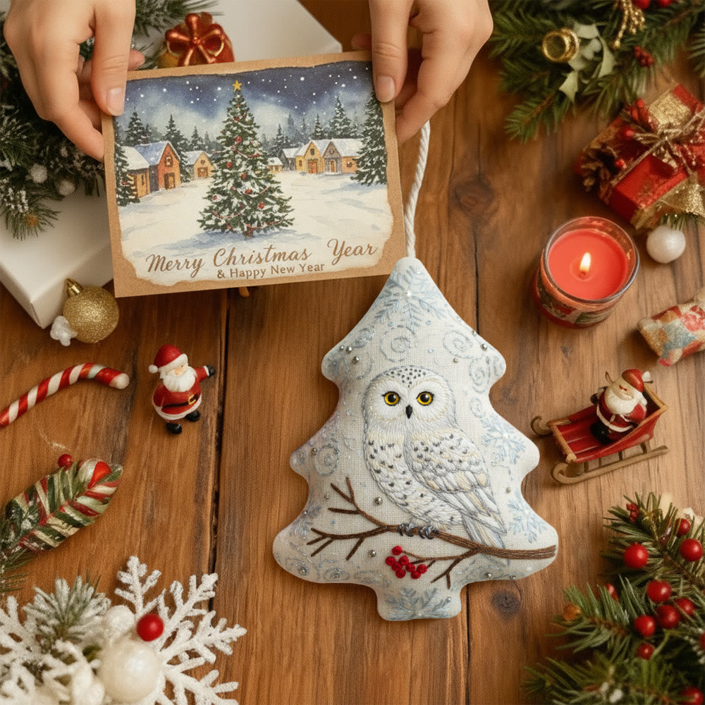 Rubbyoo Tree-shaped Embroidery Kit - Snowy Owl | Realistic Embroidery Christmas Ornament | Custom Handmade Gift - image 7