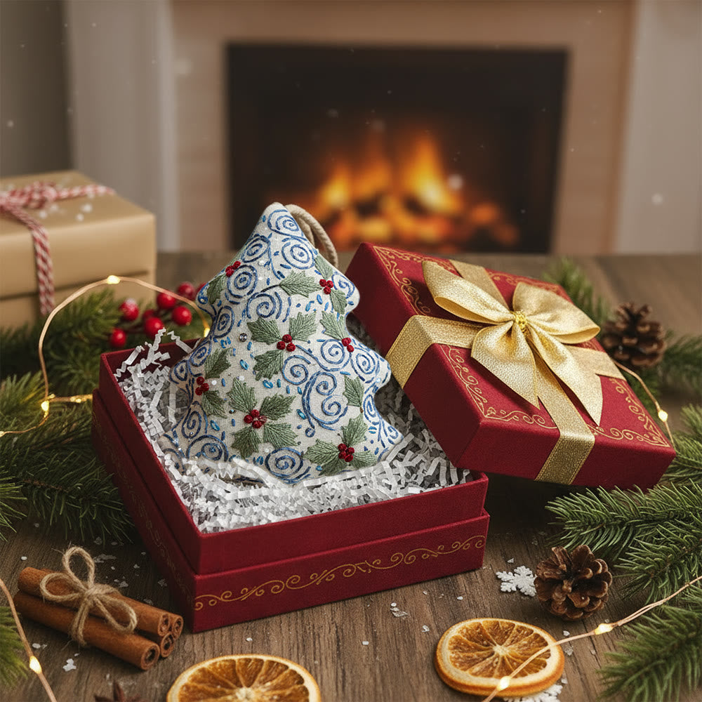 Rubbyoo Tree-shaped Embroidery Kit - Swirling Holly | Easy Diy Craft For Beginners | Exquisite Hanging Embroidery - image 3