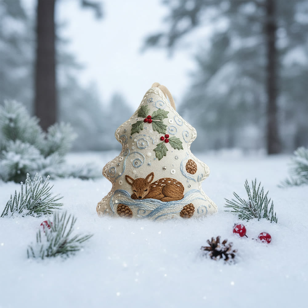 Rubbyoo Tree-shaped Embroidery Kit - Deer Pinecone Motif | Cozy Hanging Decoration | Top Gifting DIY Craft - image 4