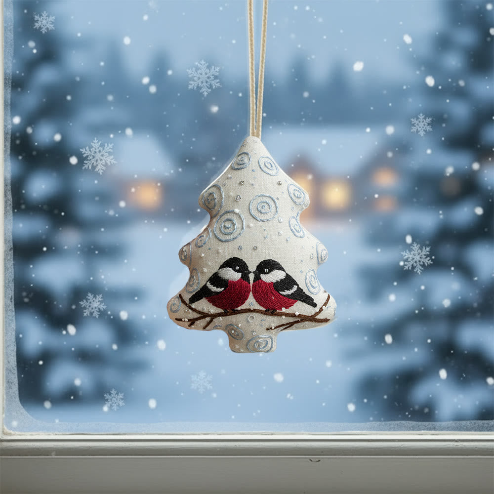 Rubbyoo Tree-shaped Embroidery Kit -  Twin Birds With Swirl Detail | Approachable Embroidery Assortment | Festive Tree Accent - image 1