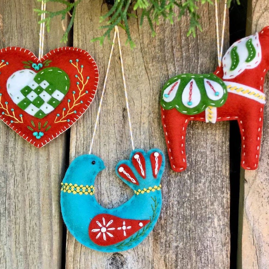 Embroidery Felt Ornaments Kit - Nordic House Art Craft | Diy Christmas Celebration Gift | Nice For Handmade Beginner - Three-piece set - D - image 3