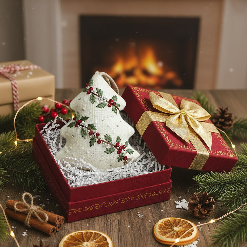 Rubbyoo Tree-shaped Embroidery Kit - Holly Berry Detailed Motif | Exquisitely Detailed Stitchwork | Sophisticated Festive Hanging Accent - image 6