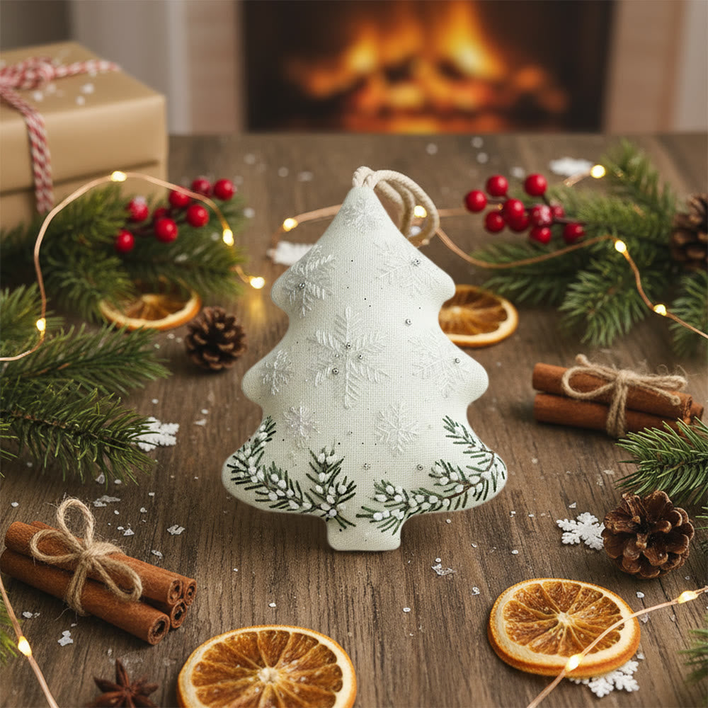 Rubbyoo Tree-shaped Embroidery Kit - Snowflake-Pine Sprig | Delicate Textured Needlework | Winter Tree Embellishment - image 5