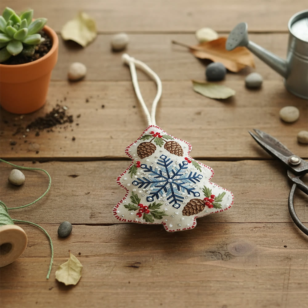 Rubbyoo Tree-shaped Embroidery Kit - Snowflake-pinecone | Exquisite Decor | Top Holiday Gifting Pick - image 6