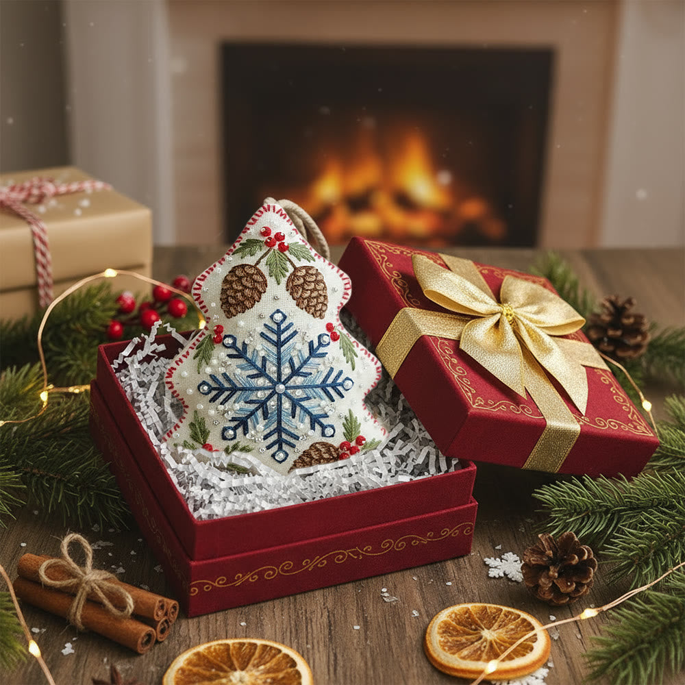 Rubbyoo Tree-shaped Embroidery Kit - Snowflake-pinecone | Exquisite Decor | Top Holiday Gifting Pick - image 2