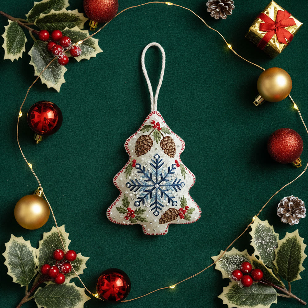 Rubbyoo Tree-shaped Embroidery Kit - Snowflake-pinecone | Exquisite Decor | Top Holiday Gifting Pick - image 9
