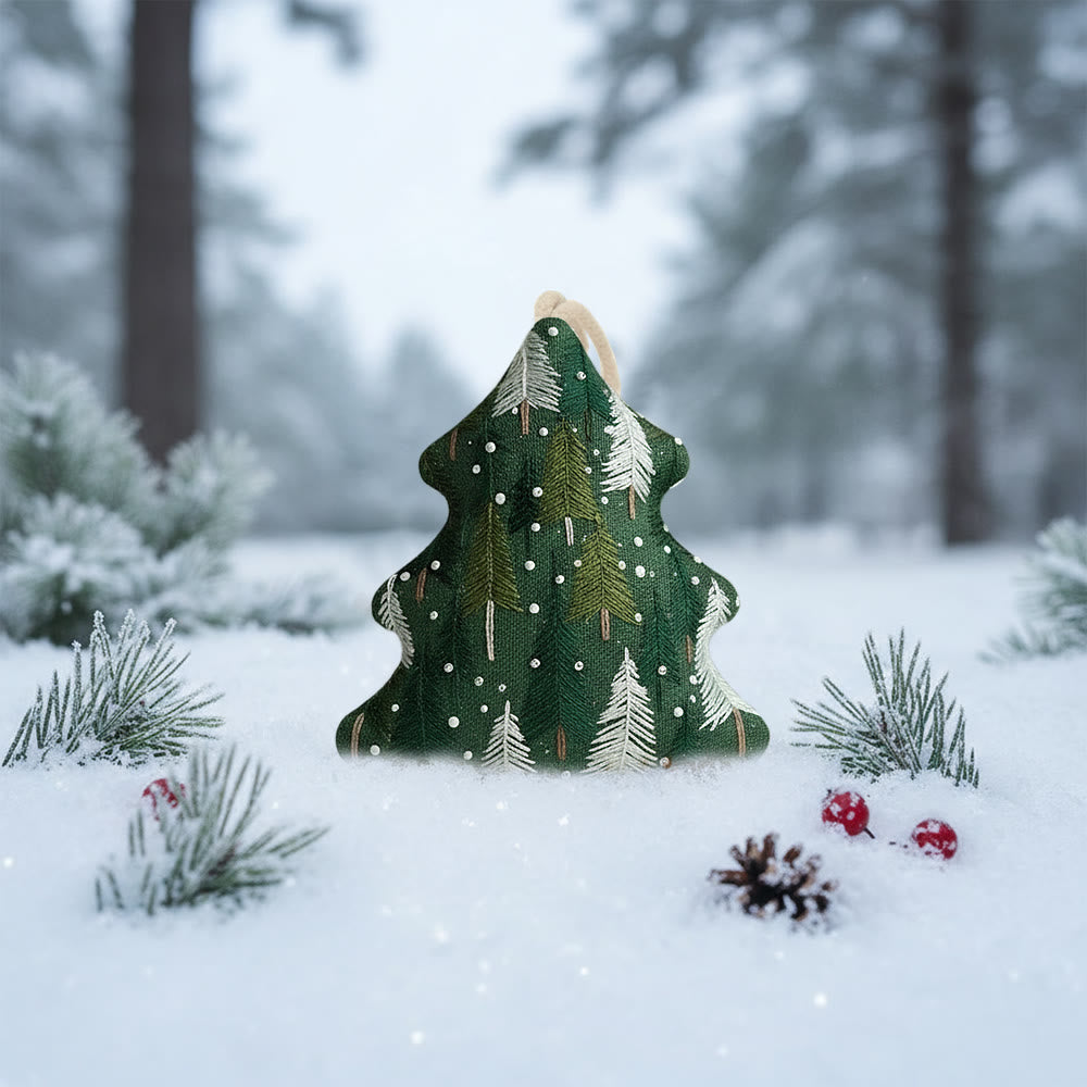 Rubbyoo Tree-shaped Embroidery Kit - Green Pine Snowfall Design | Fresh Winter Pine Needlework | Christmas Charm - image 9