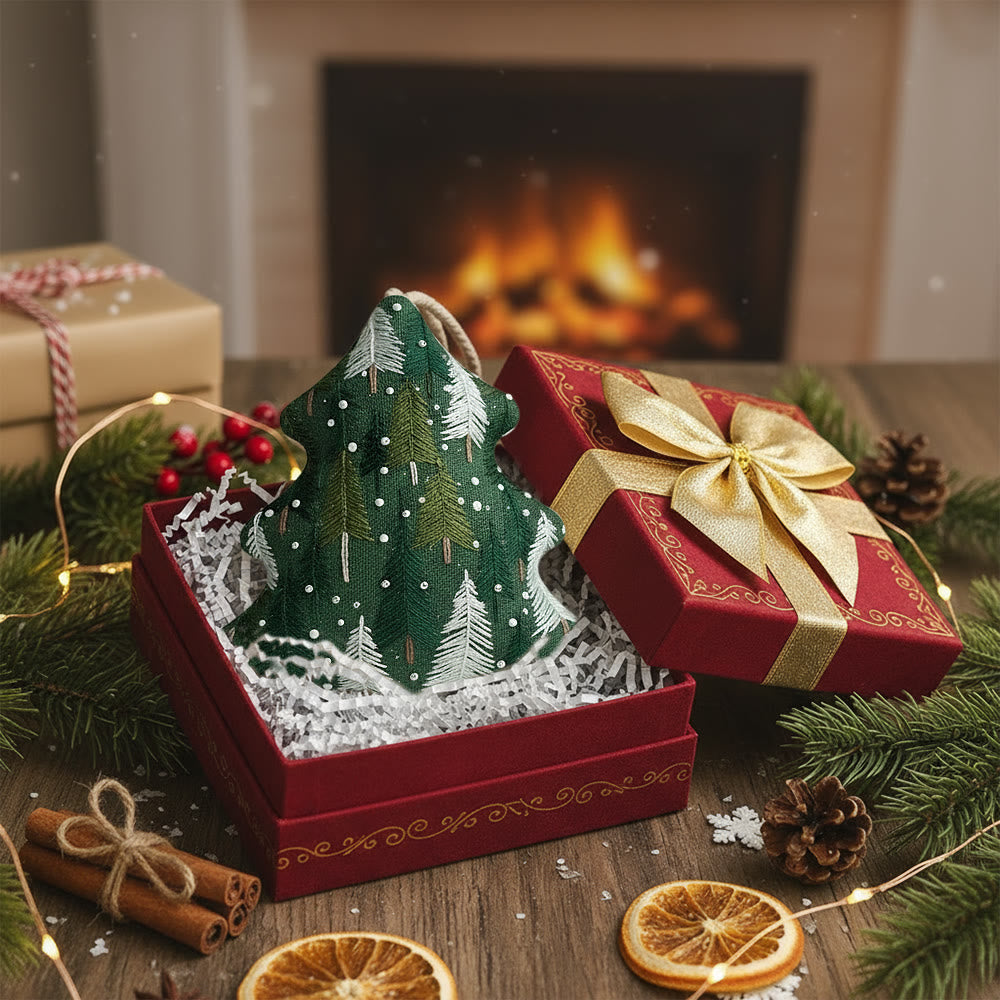 Rubbyoo Tree-shaped Embroidery Kit - Green Pine Snowfall Design | Fresh Winter Pine Needlework | Christmas Charm - image 5