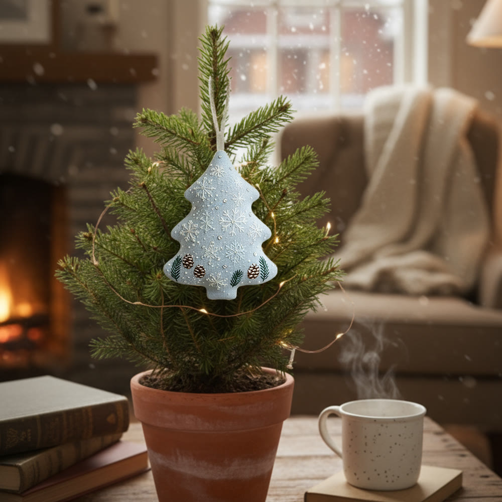 Rubbyoo Tree-shaped Embroidery Kit - Light Blue Snowflake-pinecone | Sophisticated Trimming | Go-to Holiday Gift Choice - image 2