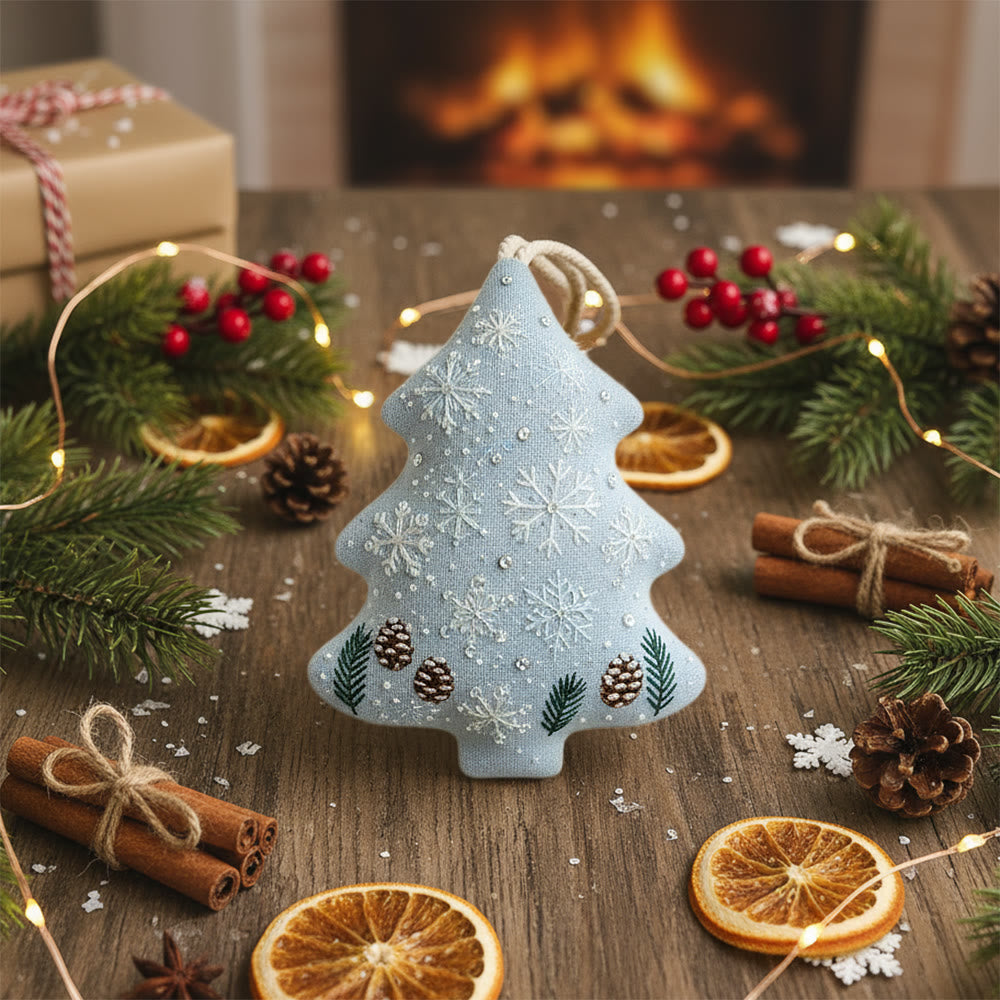 Rubbyoo Tree-shaped Embroidery Kit - Light Blue Snowflake-pinecone | Sophisticated Trimming | Go-to Holiday Gift Choice - image 6