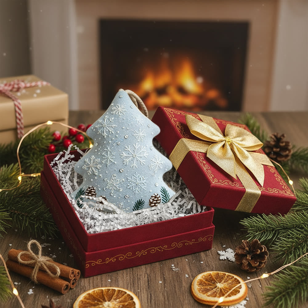 Rubbyoo Tree-shaped Embroidery Kit - Light Blue Snowflake-pinecone | Sophisticated Trimming | Go-to Holiday Gift Choice - image 5