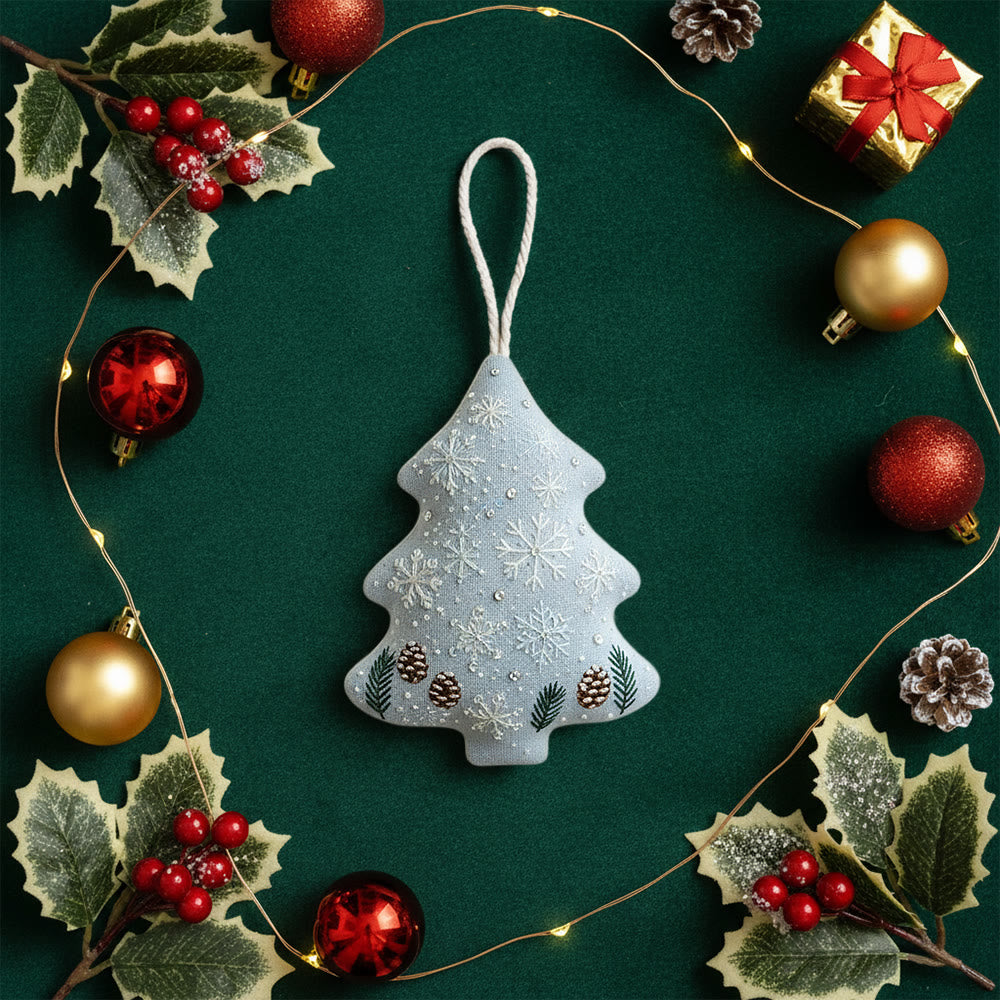 Rubbyoo Tree-shaped Embroidery Kit - Light Blue Snowflake-pinecone | Sophisticated Trimming | Go-to Holiday Gift Choice - image 8