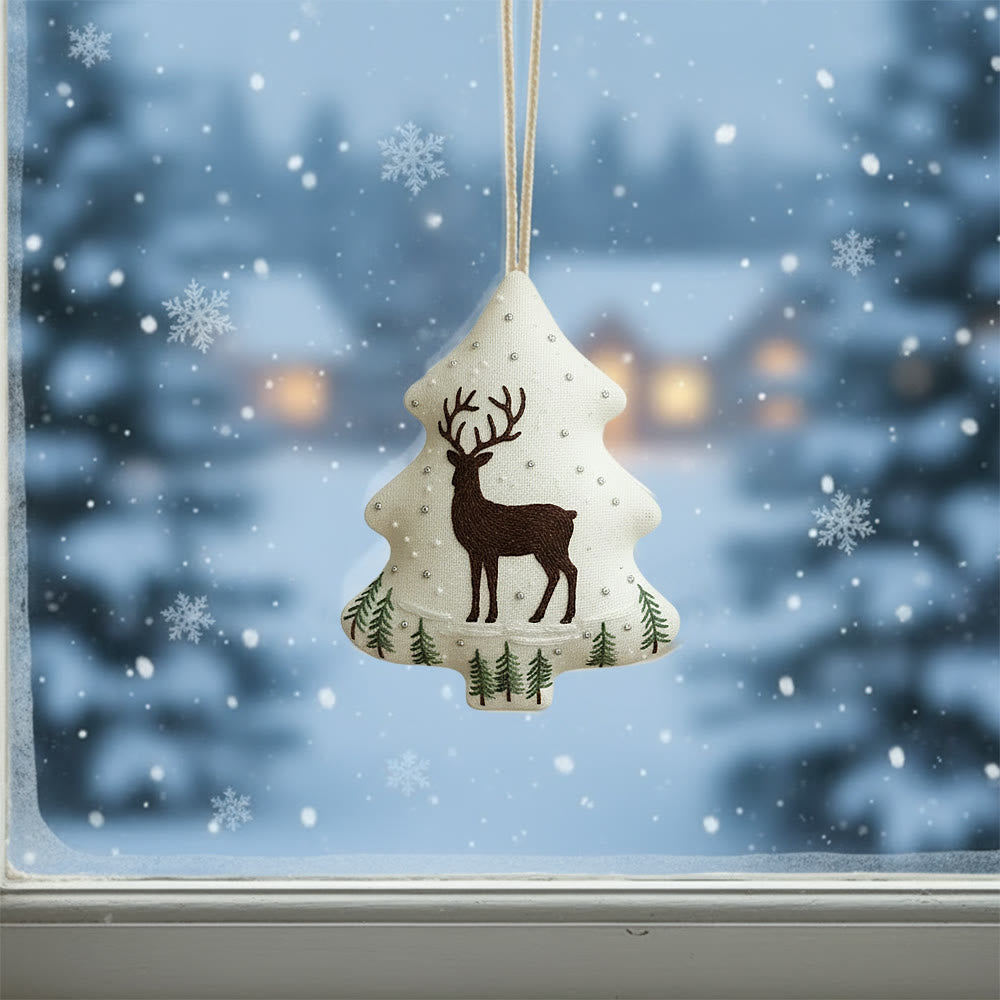 Rubbyoo Tree-shaped Embroidery Kit - Winter Deer And Pine Sprigs | Gentle Winter Stitching | Thoughtful Holiday Gift - image 1