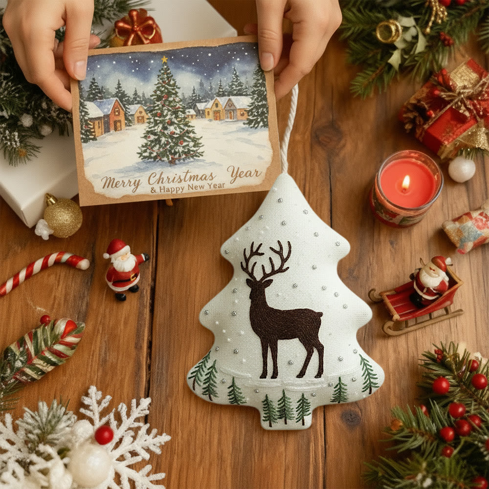Rubbyoo Tree-shaped Embroidery Kit - Winter Deer And Pine Sprigs | Gentle Winter Stitching | Thoughtful Holiday Gift - image 5
