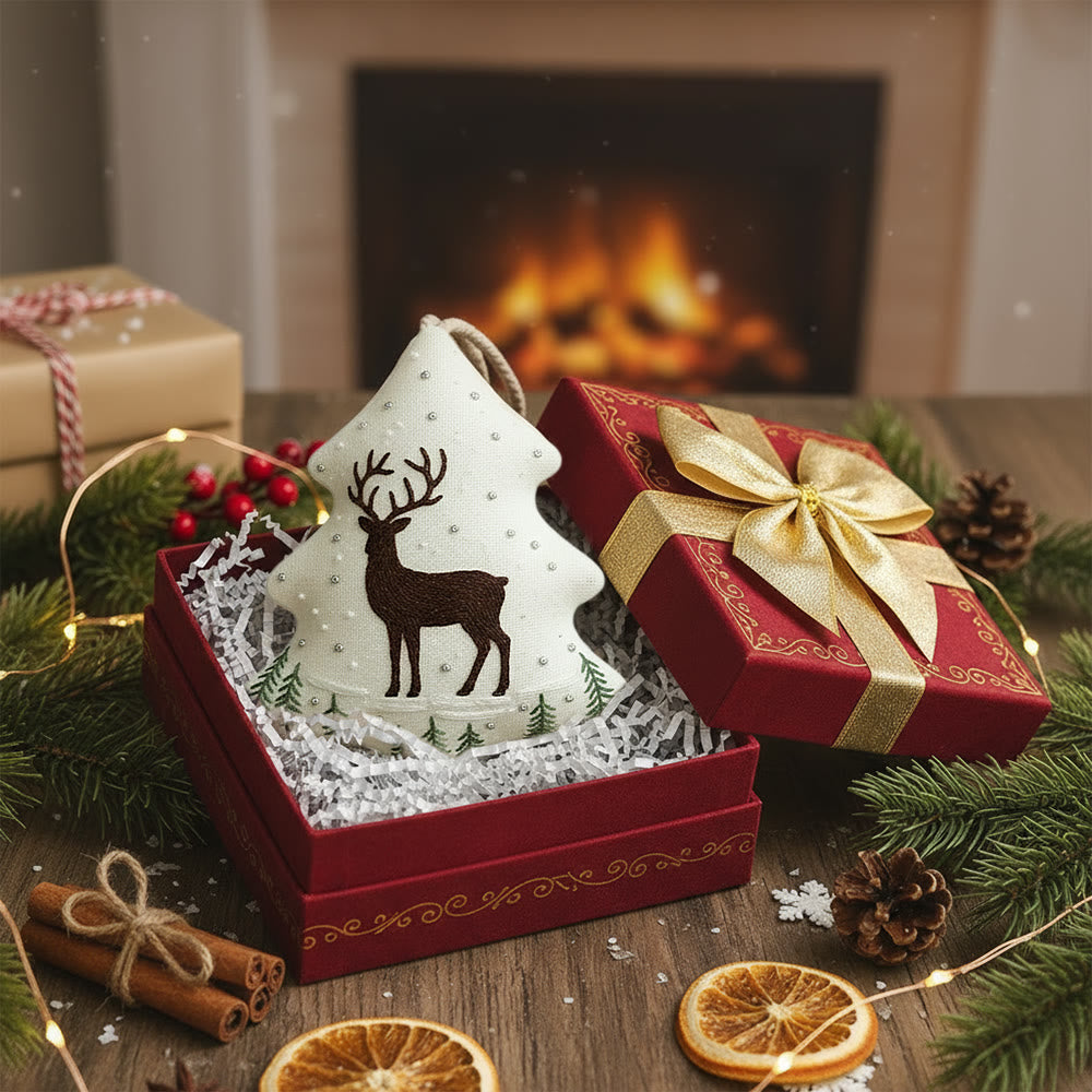 Rubbyoo Tree-shaped Embroidery Kit - Winter Deer And Pine Sprigs | Gentle Winter Stitching | Thoughtful Holiday Gift - image 3