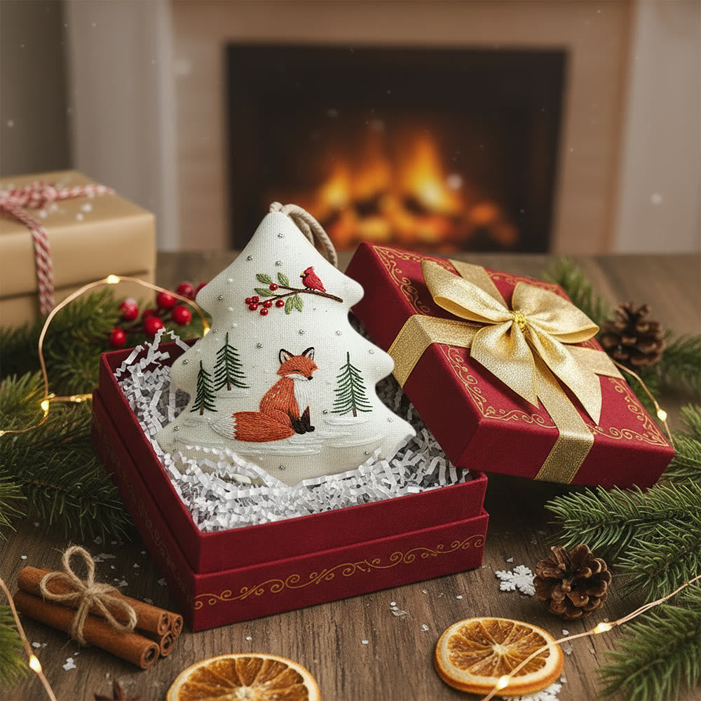 Rubbyoo Tree-shaped Embroidery Kit - Woodland Fox Cardinal | Charming Woodland Stitching | Festive Gifting Decor - image 6