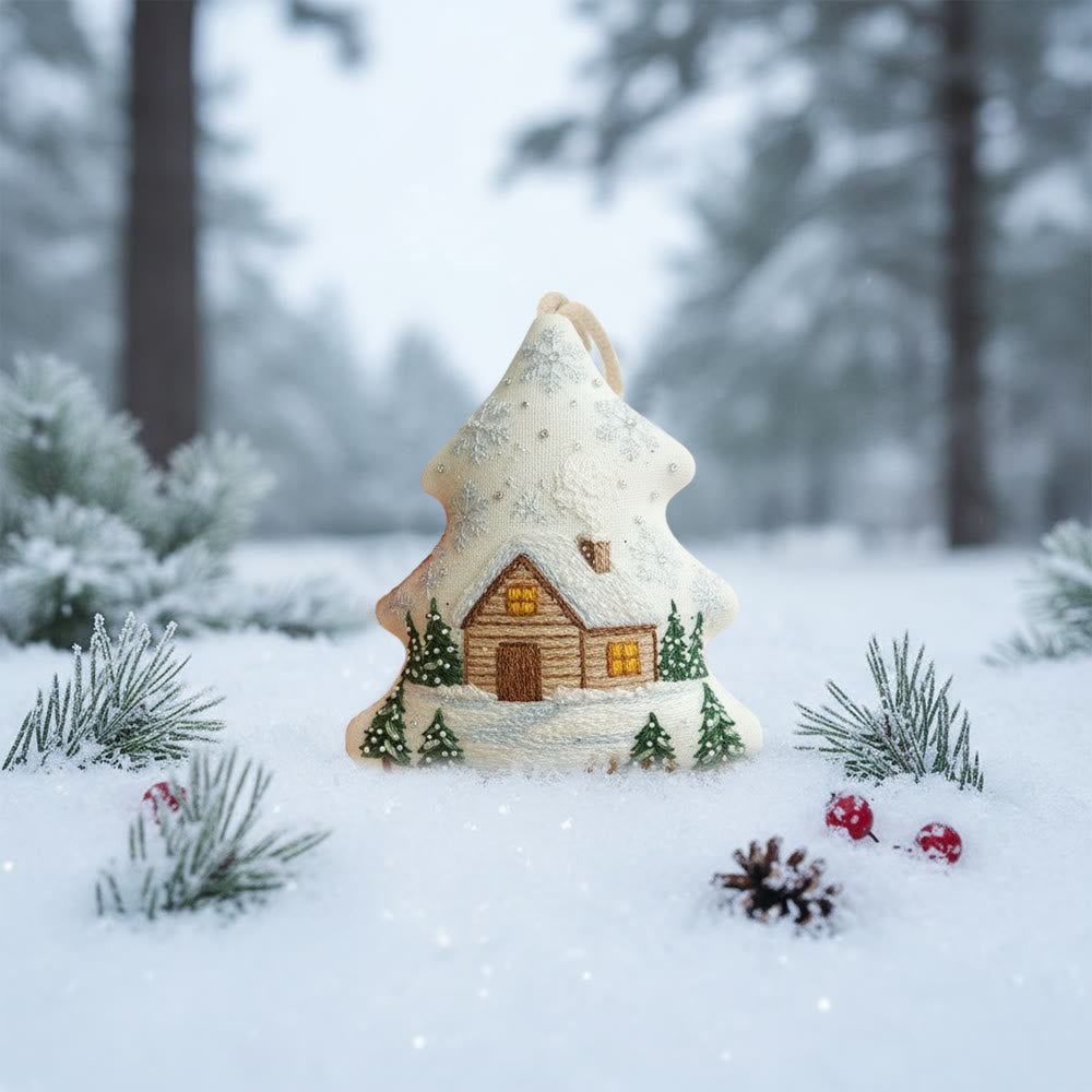 Rubbyoo Tree-shaped Embroidery Kit - Winter Cabin Scene | Polished Embroidery | Beginner-friendly Diy Craft - image 4