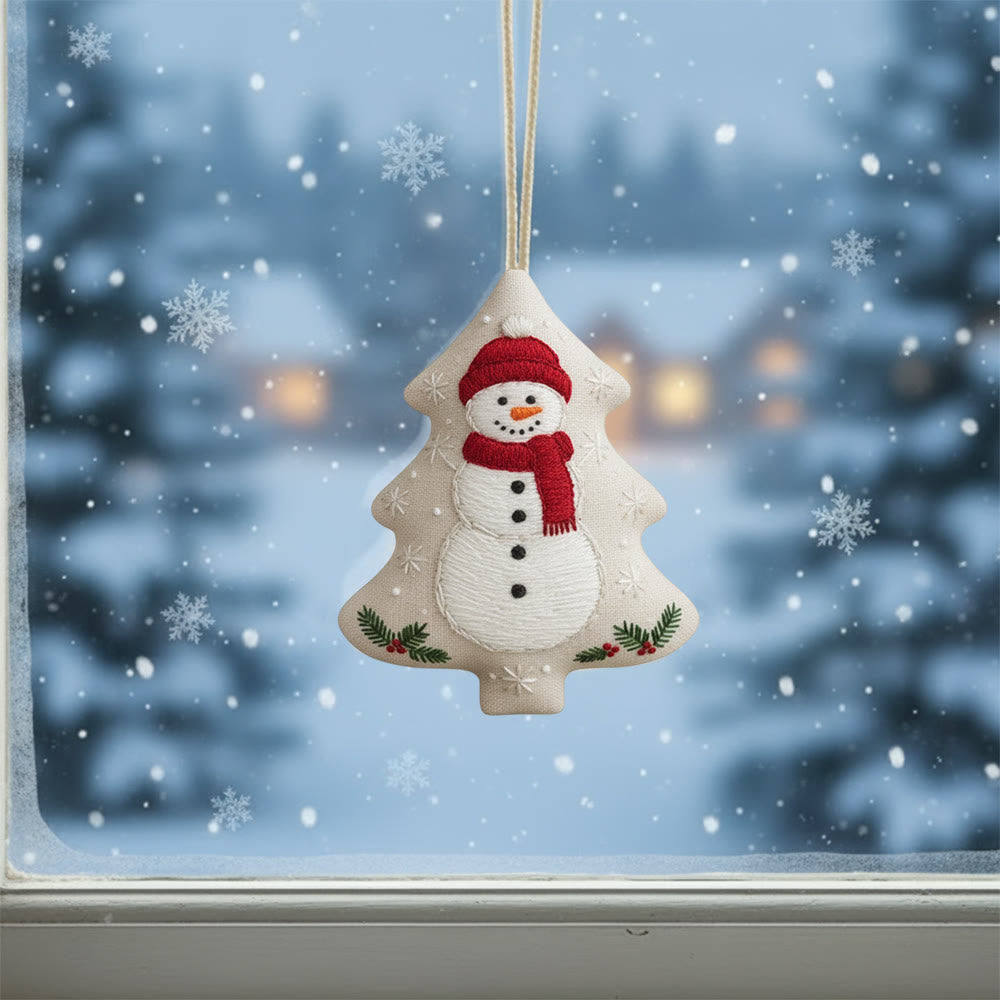 Rubbyoo Tree-shaped Embroidery Kit - Happy Snow Man | Christmas Hanging Decor | Diy Needle Artcraft - image 9