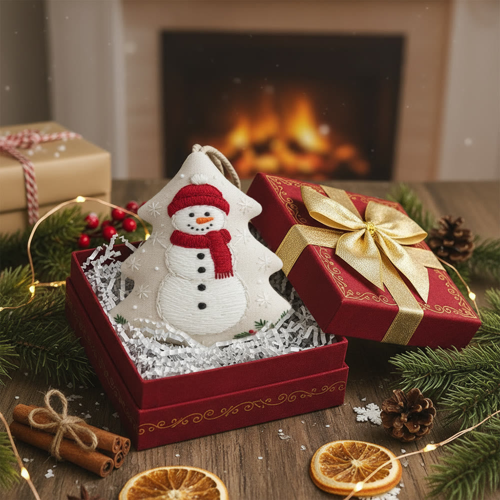 Rubbyoo Tree-shaped Embroidery Kit - Happy Snow Man | Christmas Hanging Decor | Diy Needle Artcraft - image 7