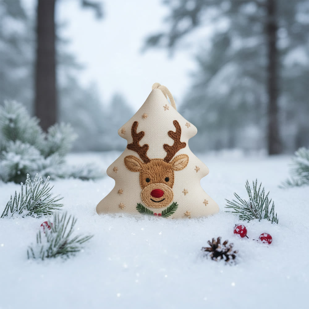 Rubbyoo Tree-shaped Embroidery Kit - Cute Deer | Christmas Tree Hanging Decor | Creative Handmade Art - image 4