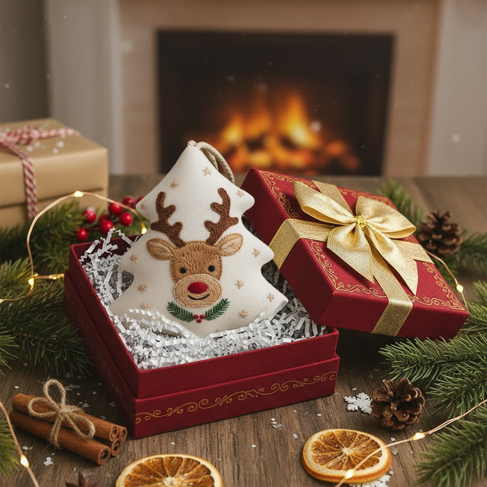 Rubbyoo Tree-shaped Embroidery Kit - Cute Deer | Christmas Tree Hanging Decor | Creative Handmade Art - image 6