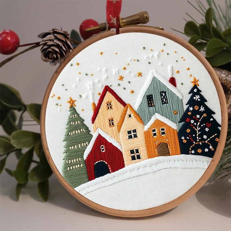 Rubbyoo Embroidery Kit - Village Snowscape | Festive Christmas Gift | Hand Embroidery Stitch Art - image 4