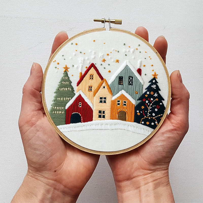 Rubbyoo Embroidery Kit - Village Snowscape | Festive Christmas Gift | Hand Embroidery Stitch Art - image 5