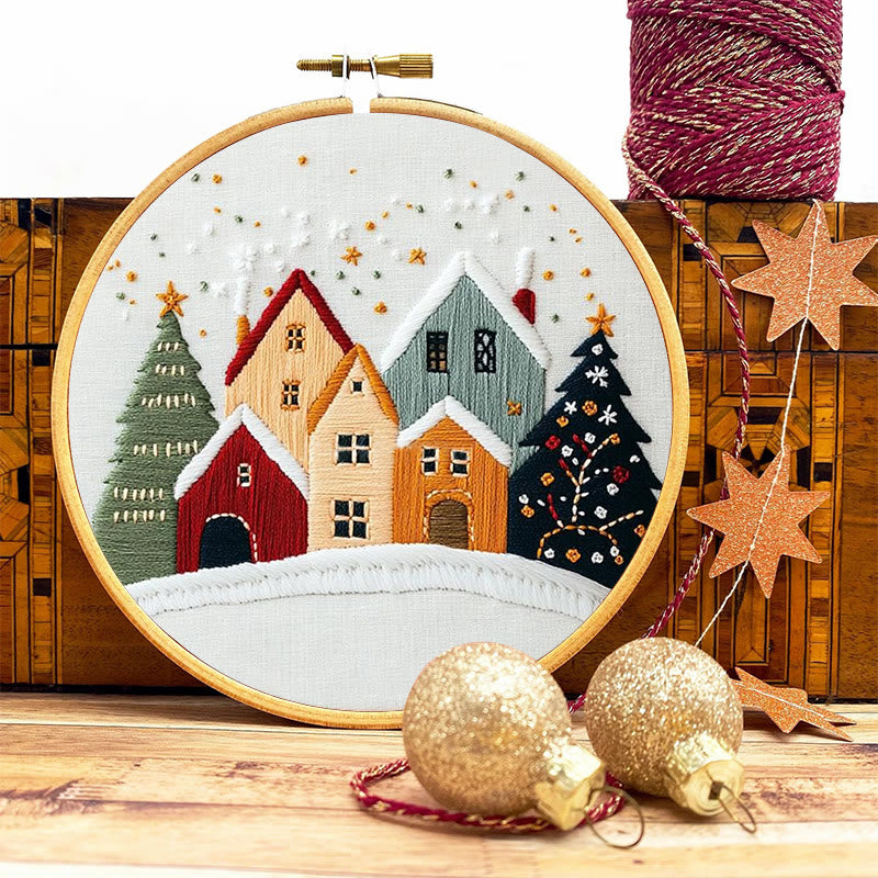Rubbyoo Embroidery Kit - Village Snowscape | Festive Christmas Gift | Hand Embroidery Stitch Art - image 9