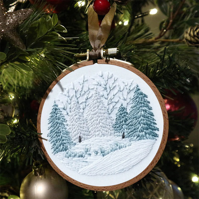 Rubbyoo Embroidery Kit - Winter Snowy Pine Forest | Cozy Home Accent | Hand Embroidery - image 4