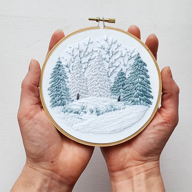 Rubbyoo Embroidery Kit - Winter Snowy Pine Forest | Cozy Home Accent | Hand Embroidery - image 9
