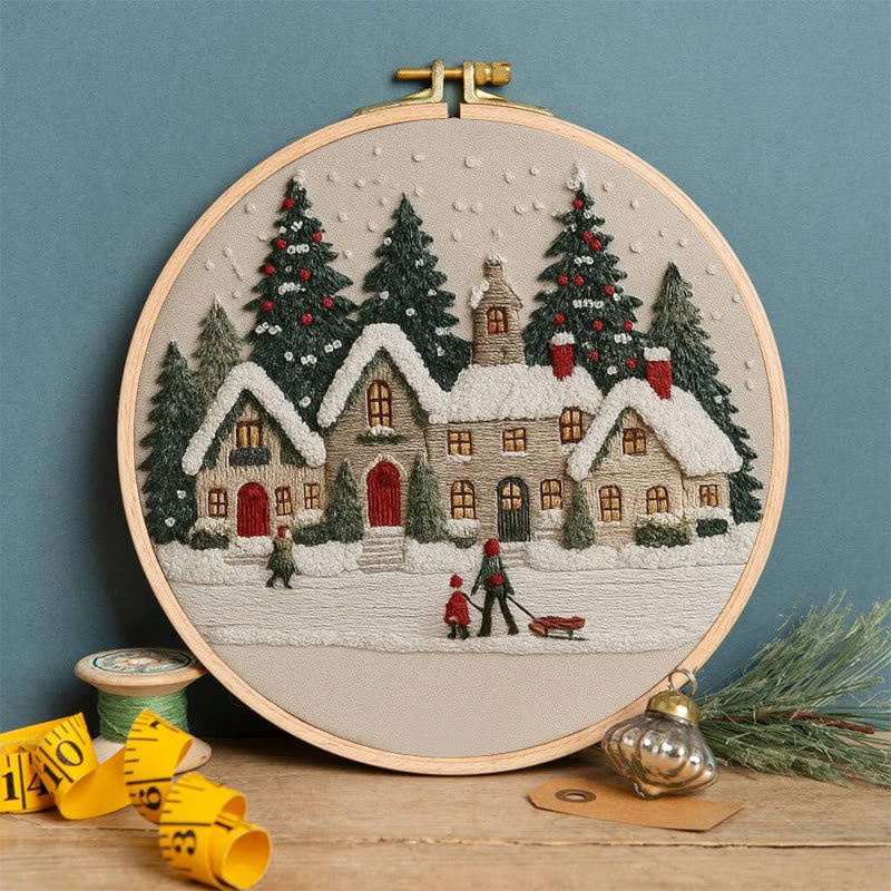 Rubbyoo Embroidery Kit - Christmas Cabin Sledding Scene | Heartwarming Indoor Decor | Exquisite Stitch - image 4