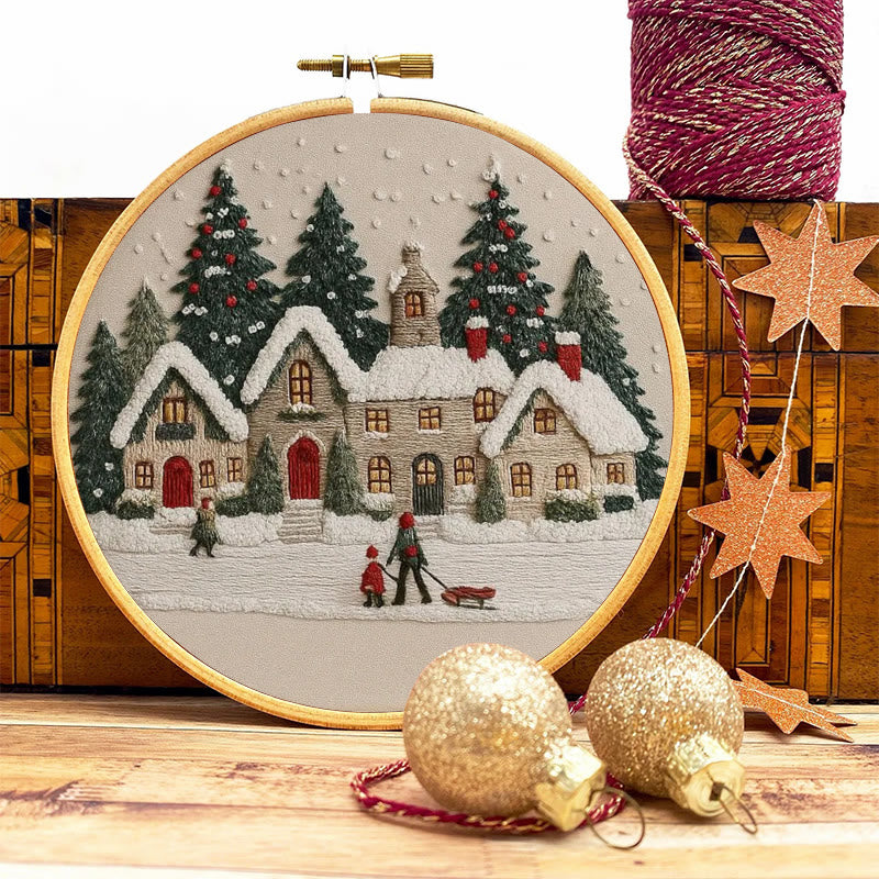 Rubbyoo Embroidery Kit - Christmas Cabin Sledding Scene | Heartwarming Indoor Decor | Exquisite Stitch - image 8