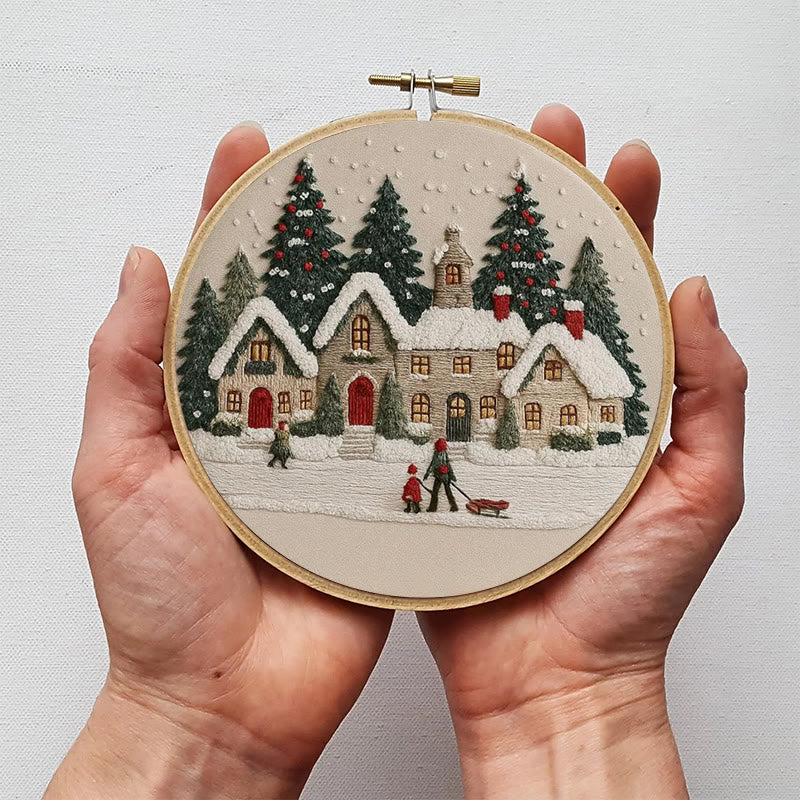 Rubbyoo Embroidery Kit - Christmas Cabin Sledding Scene | Heartwarming Indoor Decor | Exquisite Stitch - image 5