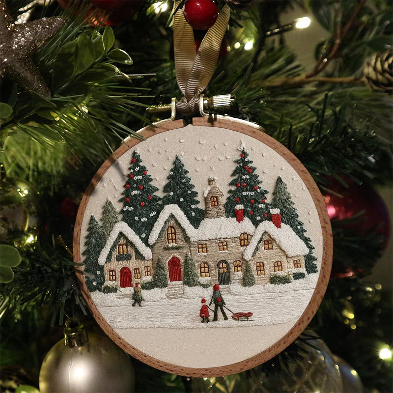 Rubbyoo Embroidery Kit - Christmas Cabin Sledding Scene | Heartwarming Indoor Decor | Exquisite Stitch - image 2