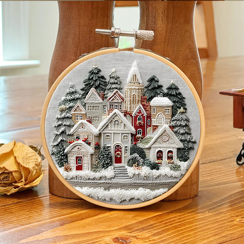 Rubbyoo Embroidery Kit - Snowy Christmas Townscape | Top Festive Gifting Option | Modern Embroidery - image 8