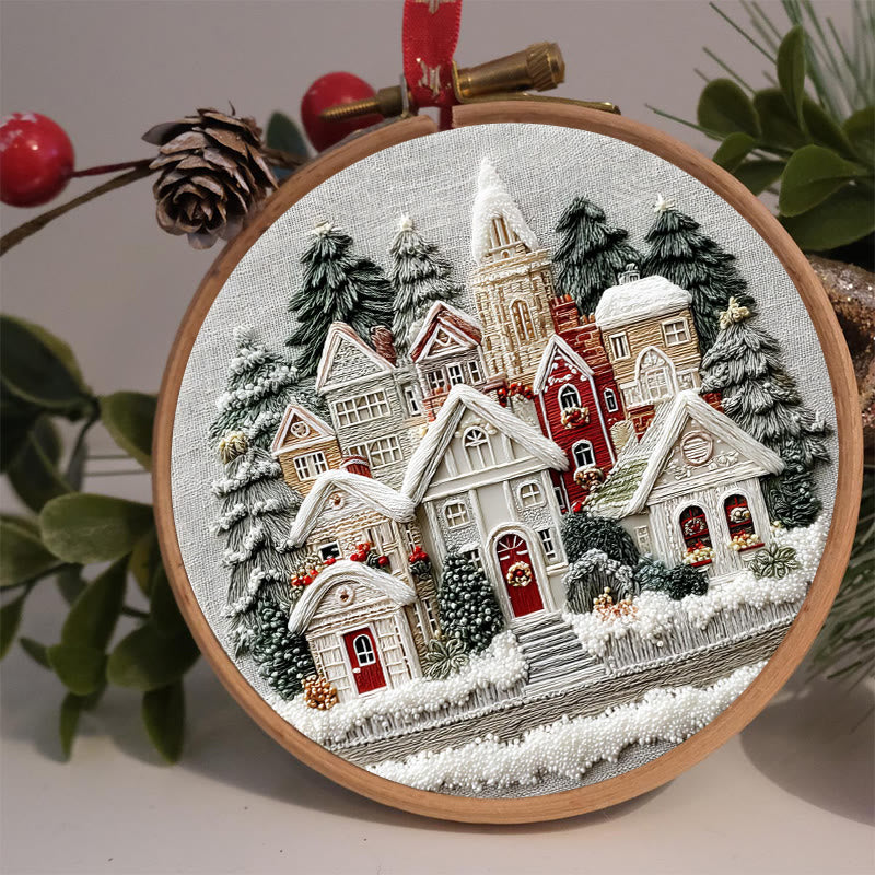 Rubbyoo Embroidery Kit - Snowy Christmas Townscape | Top Festive Gifting Option | Modern Embroidery - image 2